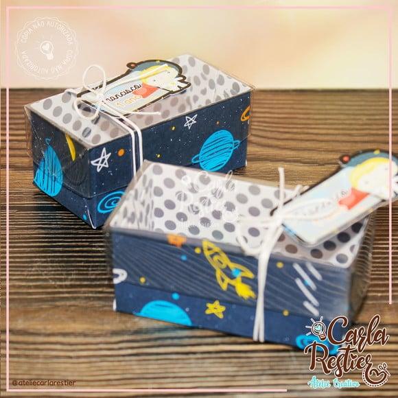 Caixa para 2 Doces Tampa de Acetato Astronauta