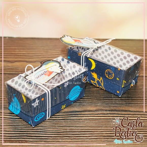 Caixa para 2 Doces Tampa de Acetato Astronauta