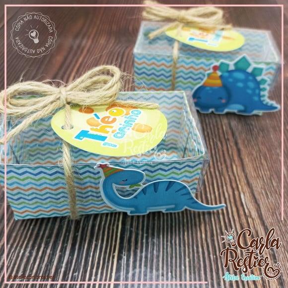 Caixa para 2 Doces Tampa de Acetato Dino Baby
