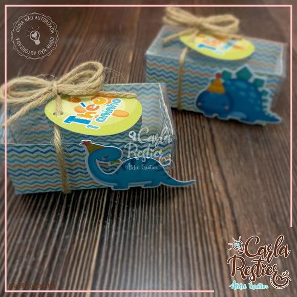 Caixa para 2 Doces Tampa de Acetato Dino Baby