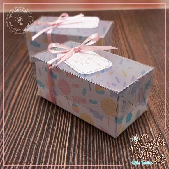 Caixa para 2 Doces Tampa de Acetato Doces