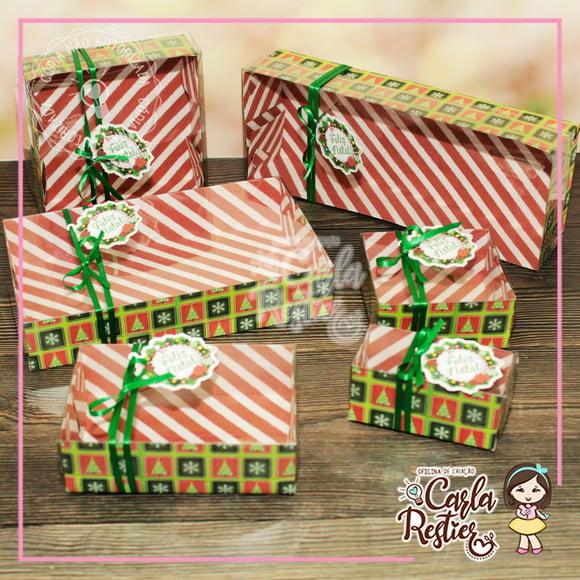 Caixa para 2 Doces Tampa de Acetato Natal