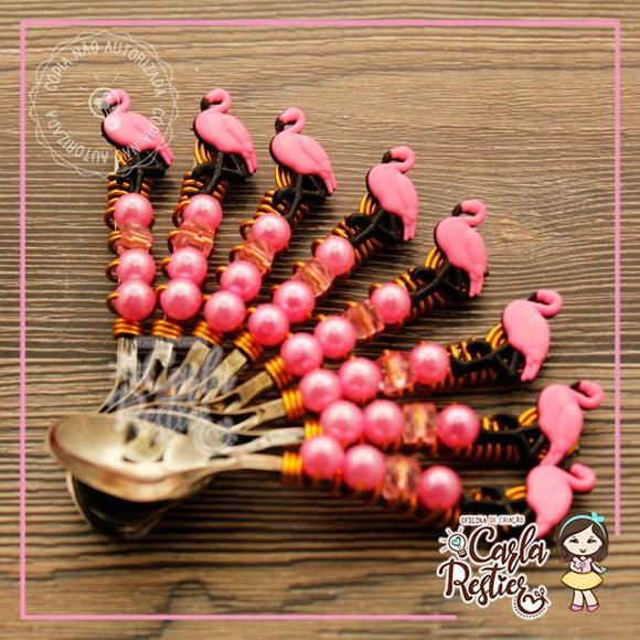 Colher Decorada Flamingo