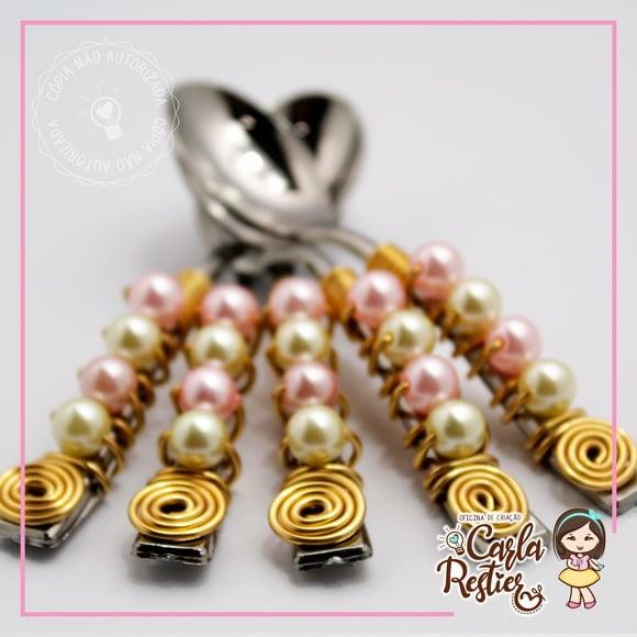 Colher Decorada Rosa e Amarelo