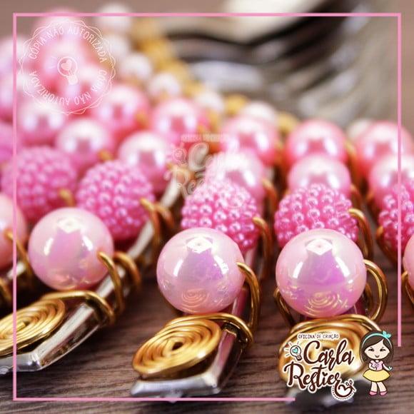 Colher Decorada Rosa