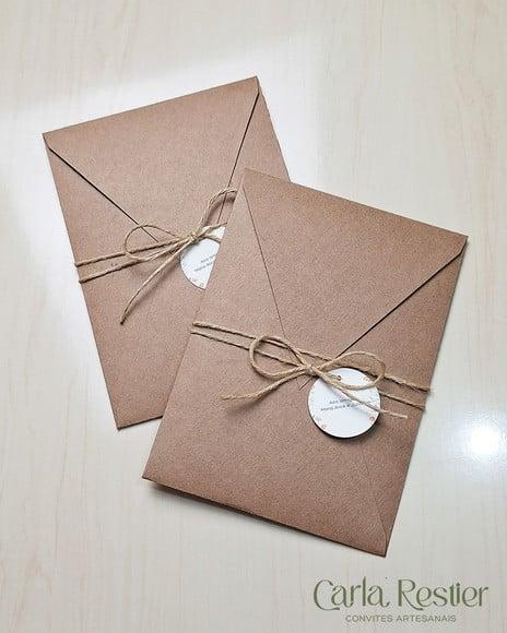 Convite de Casamento Floral Kraft
