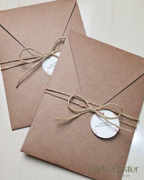 Convite de Casamento Floral Kraft