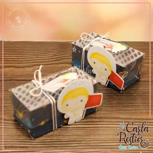 Caixa para 2 Doces Tampa de Acetato Astronauta