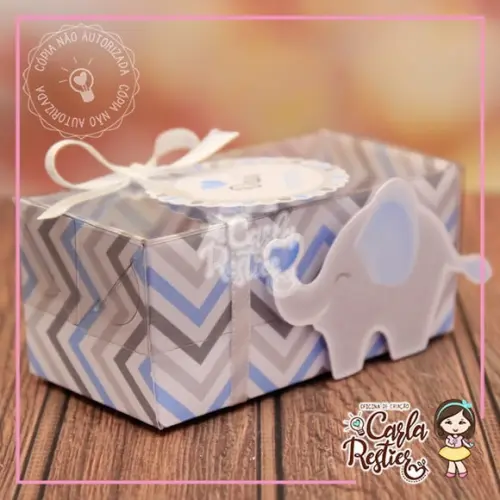 Caixa para 2 Doces Tampa de Acetato Elefantinho Azul