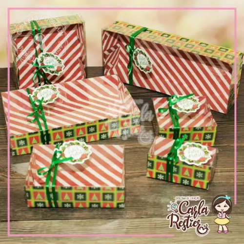 Caixa para 2 Doces Tampa de Acetato Natal
