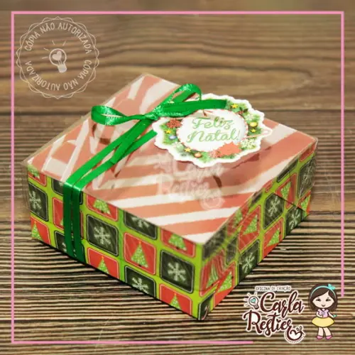 Caixa para 4 Doces Tampa de Acetato Natal