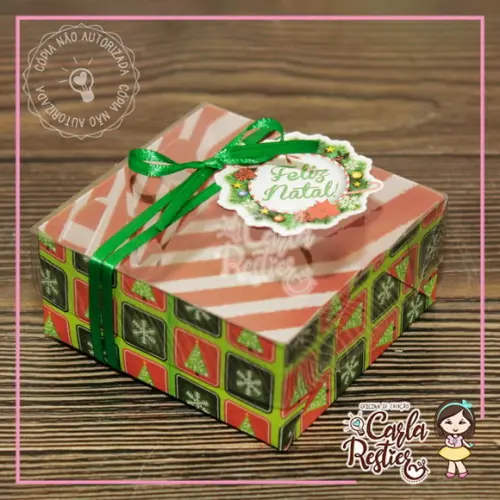 Caixa para 4 Doces Tampa de Acetato Natal