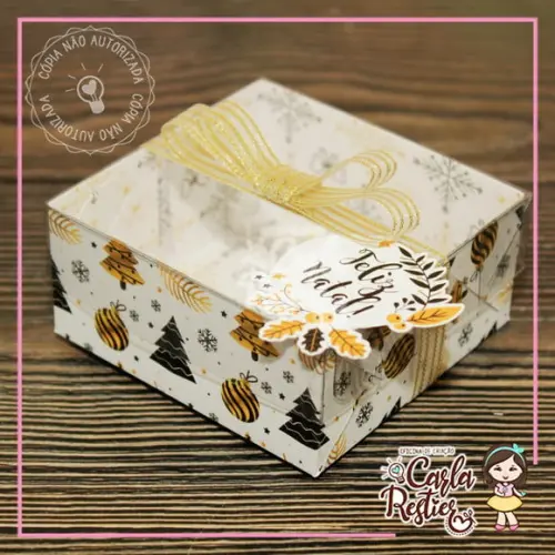 Caixa para 4 Doces Tampa de Acetato Natal