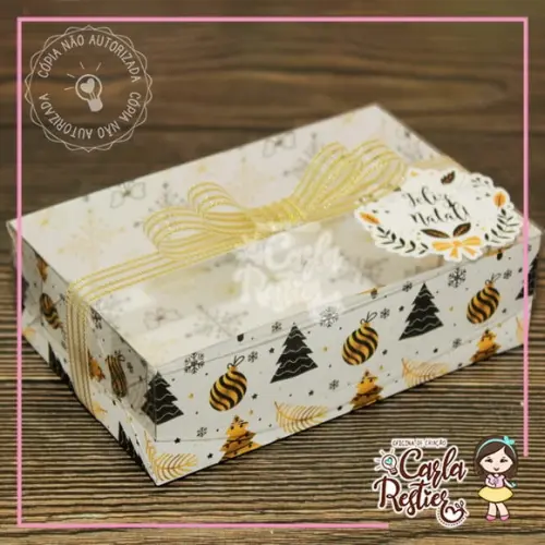 Caixa para 6 Doces Tampa de Acetato Natal