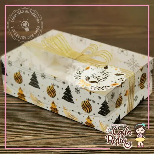 Caixa para 6 Doces Tampa de Acetato Natal