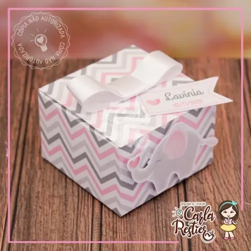 Caixa personalizada Elefantinho rosa