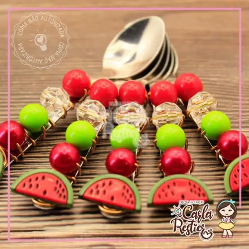 Colher Bordada Frutas Melancia