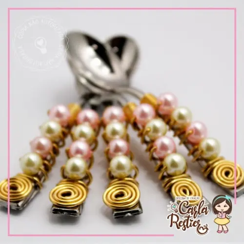 Colher Decorada Rosa e Amarelo