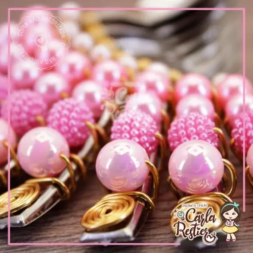 Colher Decorada Rosa