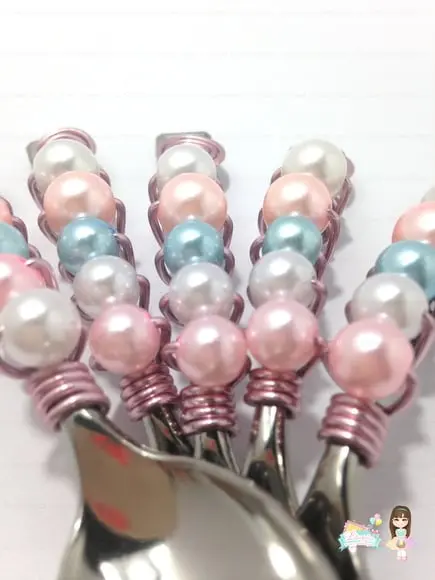 Colher Decorada Rosa e Azul