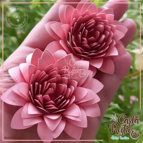 Flor de Papel Rosa Chá