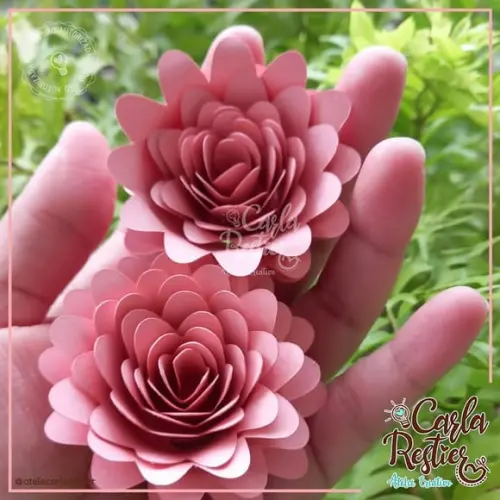 Flor de Papel Rosa Chá