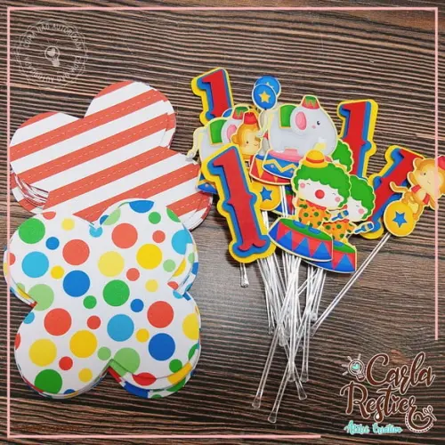 Kit de Forminhas e Toppers para Docinhos Circo