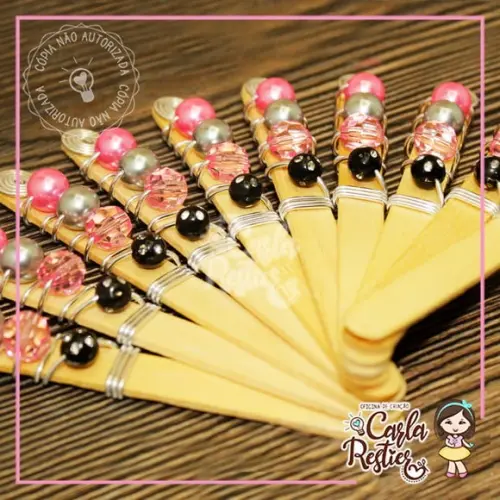 Palito para Maçã do Amor Decorado Preto e Pink