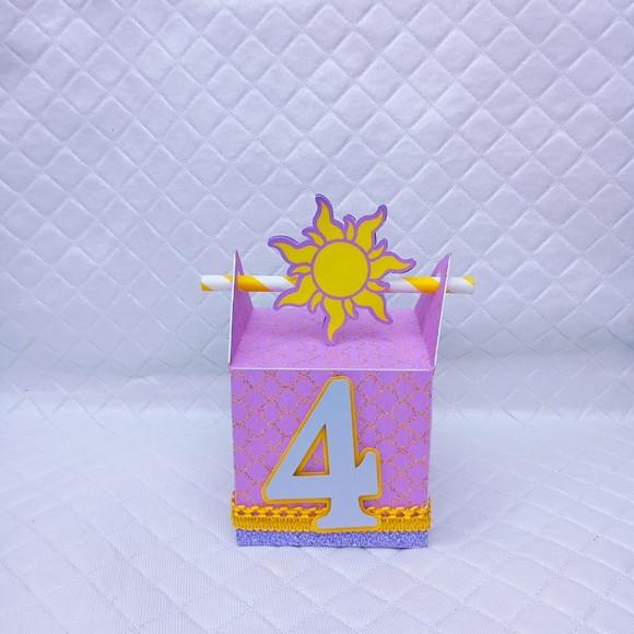 Caixa Canudo Personalizado Rapunzel Luxo - 20 Peças