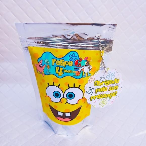 Saquinho Metalizado Zip Lock Personalizado Bob Esponja - m