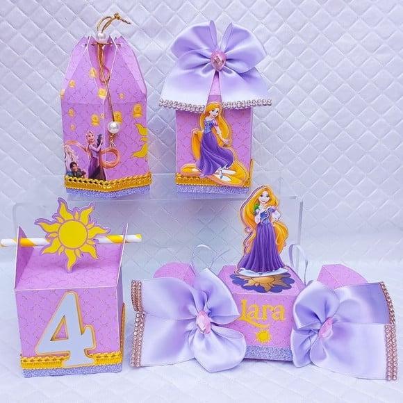 Kit 40 Caixas Personalizado Rapunzel Luxo