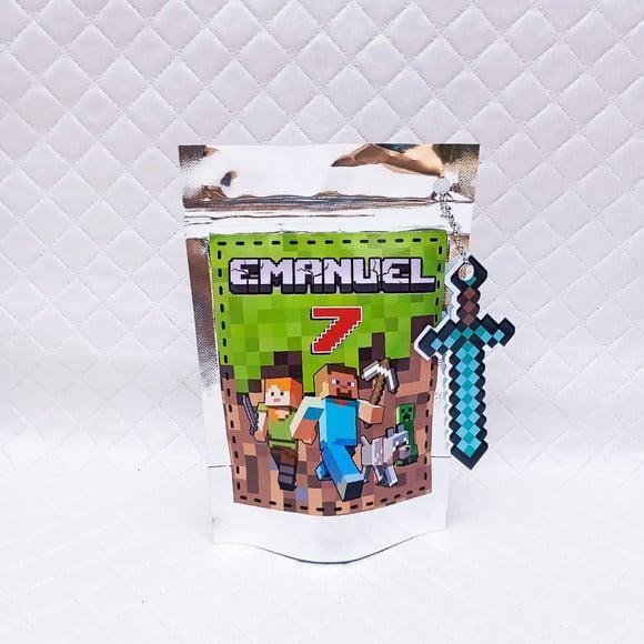 Kit 30 Saquinho Metalizado Zip Lock Minecraft - P