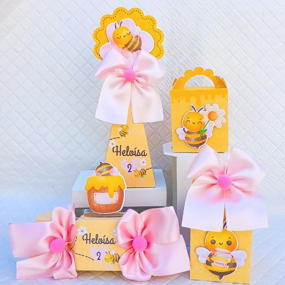 Kit 60 Caixas Personalizados Abelhinha