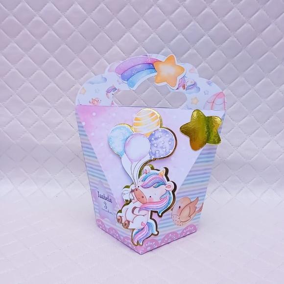 Caixa Coração Personalizado Unicórnio Candy Collor