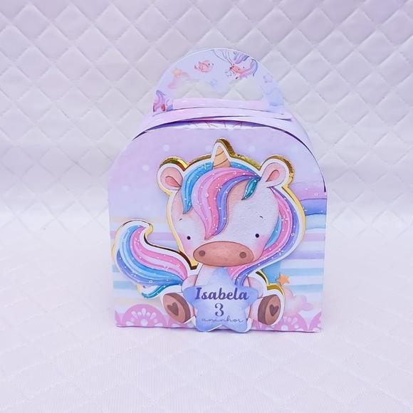 Caixa Maleta Personalizado Unicórnio Candy Collor