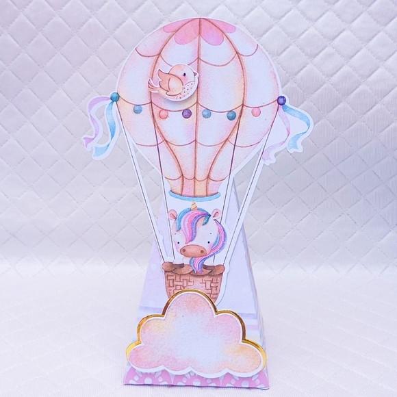 Caixa Cone/pirâmide Personalizado Unicórnio Candy Collor