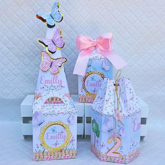 Kit 40 Caixas Personalizado Jardim das Borboletas