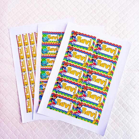 Kit 88 Etiquetas Escolares Personalizadas Pokémon