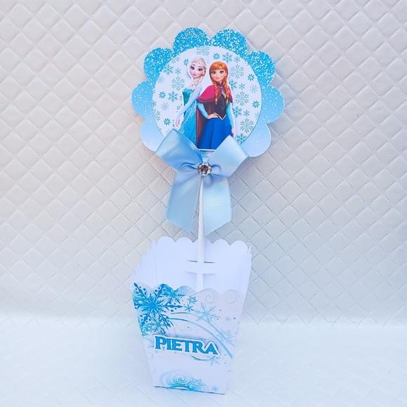 Centro de Mesa Cachepô Personalizado Frozen - 10 Peças