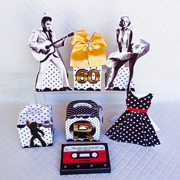 Kit 35 Caixas Personalizado Anos 60