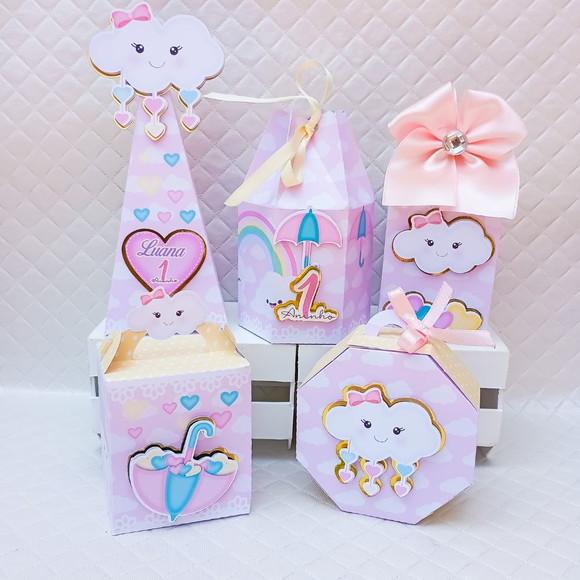 Kit 40 Caixas Personalizado Chuva de Amor/ Benção
