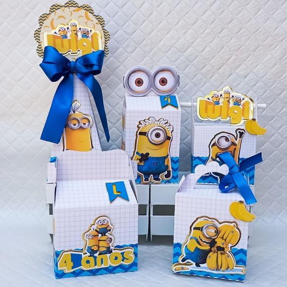 Kit 60 Caixas Personalizado Minions