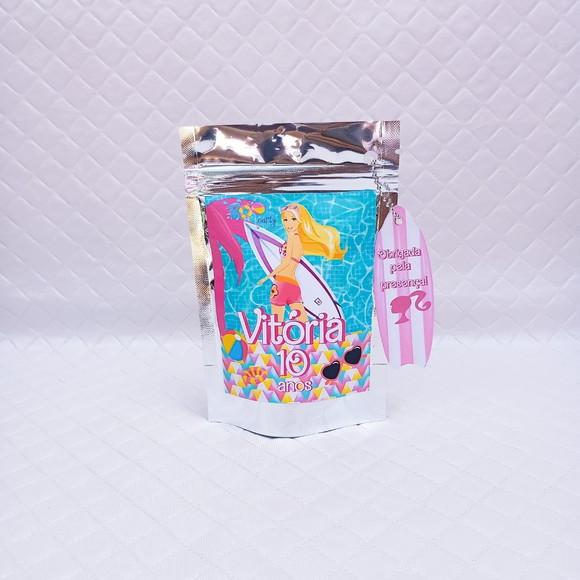 Kit 30 Saquinho Metalizado Zip Lock Barbie Pool Party - P