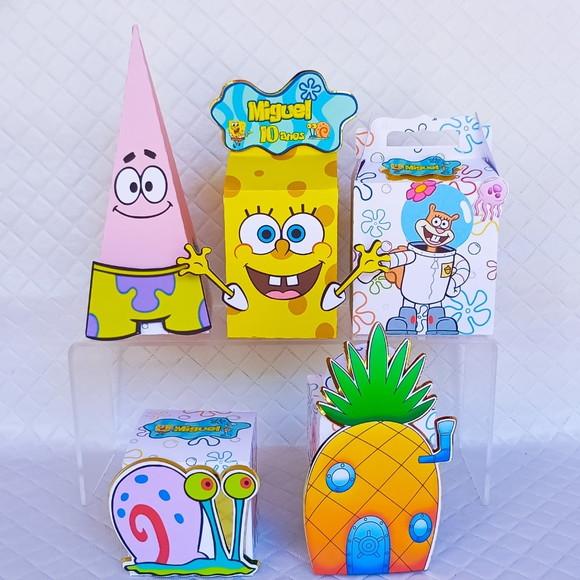 Kit 60 Caixas Personalizado Bob Esponja