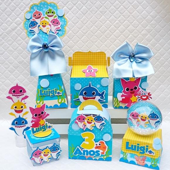 Kit 40 Caixas Personalizada Baby Shaker Menino