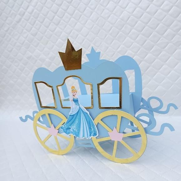 Caixa Carruagem Princesa Cinderela Luxo - 10 Peças