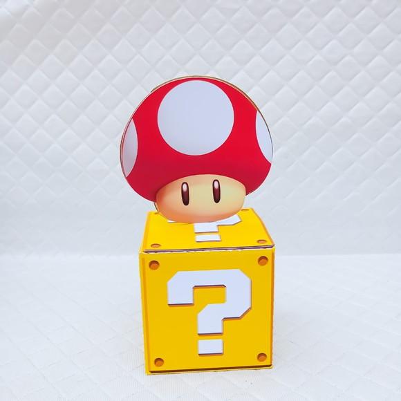Caixa Cubo Cogumelo Mario Bros- 20 Peças