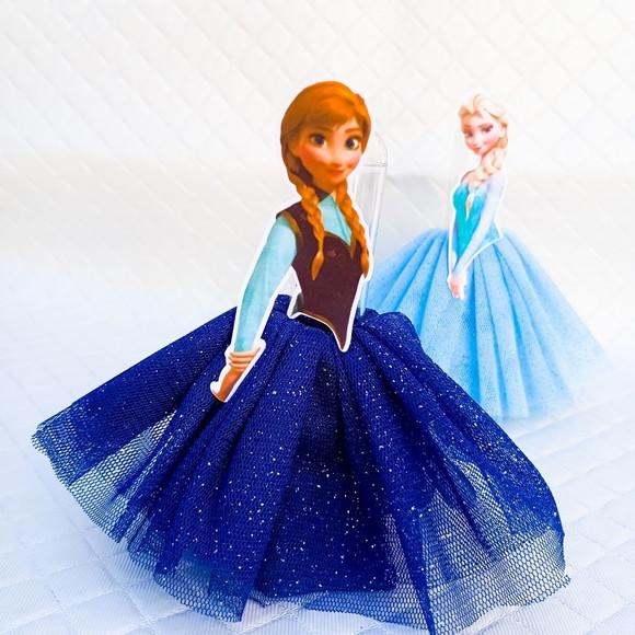 Kit 20 Tubete Lembrancinha Anna e Elza Frozen com Tule