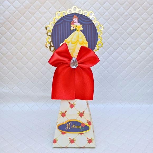 Caixa Cone/pirâmide Personalizado Bela e a Fera - 20 Peças