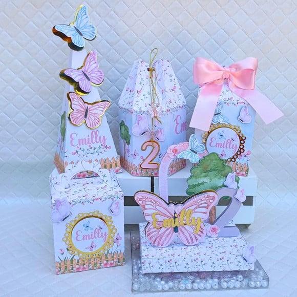 Kit 20 Caixas Personalizado Jardim das Borboletas